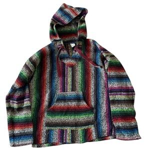 Vintage Multicolor Baja Hoodie Pullover Medium